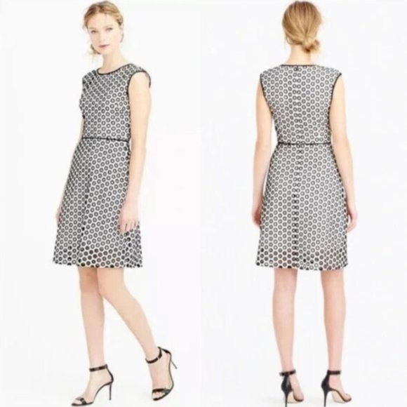 J. Crew Fit & Flare Eyelet Sleeveless Dress Size 10 Business Casual Retro - Picture 1 of 9